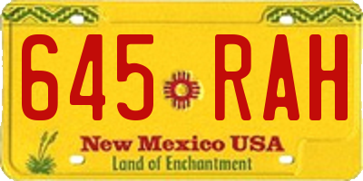 NM license plate 645RAH