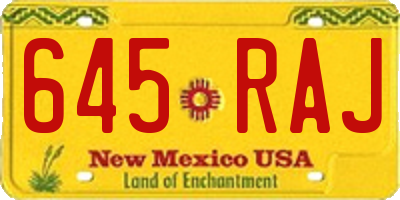 NM license plate 645RAJ