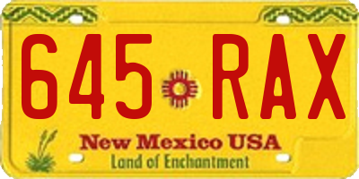 NM license plate 645RAX