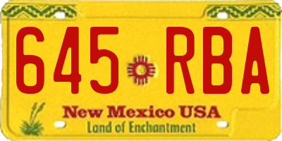 NM license plate 645RBA