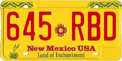 NM license plate 645RBD
