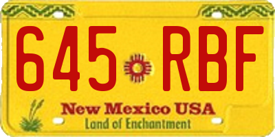 NM license plate 645RBF
