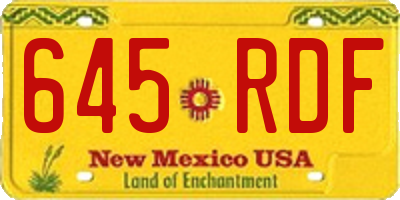 NM license plate 645RDF