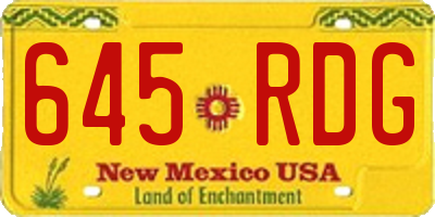 NM license plate 645RDG