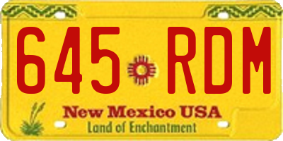 NM license plate 645RDM