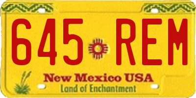 NM license plate 645REM