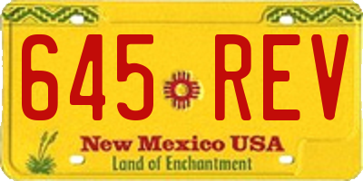 NM license plate 645REV