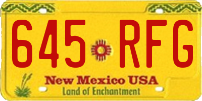 NM license plate 645RFG