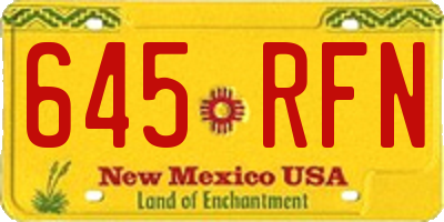 NM license plate 645RFN