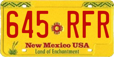 NM license plate 645RFR