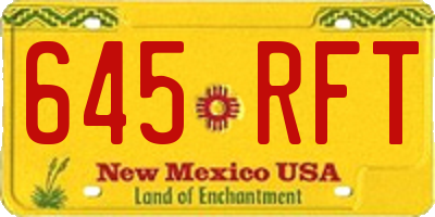 NM license plate 645RFT