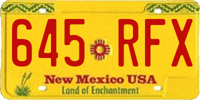 NM license plate 645RFX