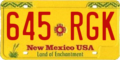 NM license plate 645RGK