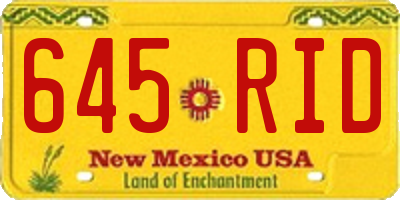 NM license plate 645RID