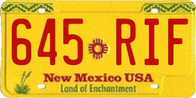 NM license plate 645RIF