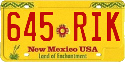 NM license plate 645RIK