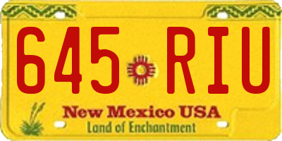 NM license plate 645RIU