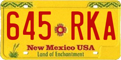 NM license plate 645RKA