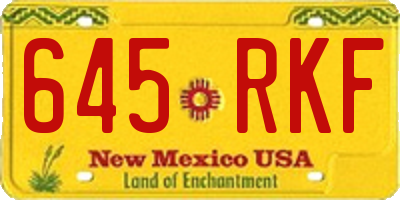 NM license plate 645RKF