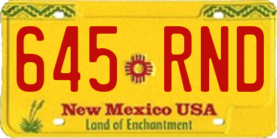 NM license plate 645RND