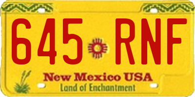 NM license plate 645RNF