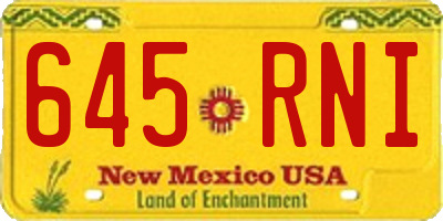 NM license plate 645RNI