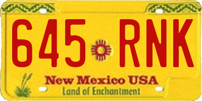 NM license plate 645RNK