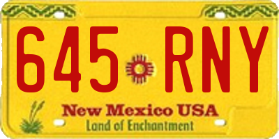 NM license plate 645RNY