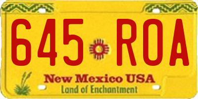 NM license plate 645ROA