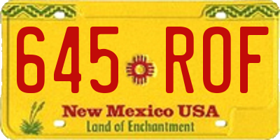 NM license plate 645ROF