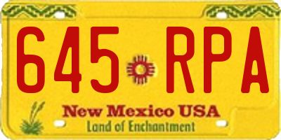 NM license plate 645RPA
