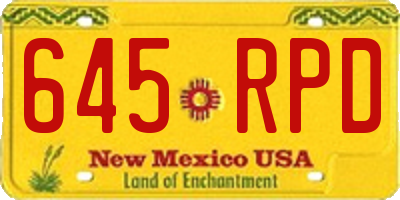 NM license plate 645RPD