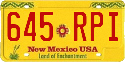 NM license plate 645RPI