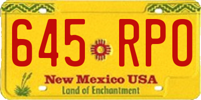 NM license plate 645RPO