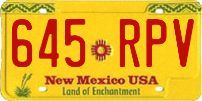 NM license plate 645RPV