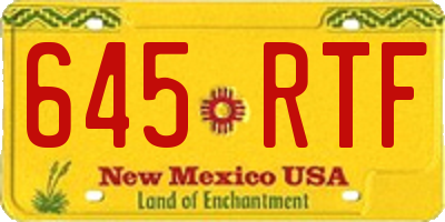 NM license plate 645RTF