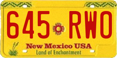 NM license plate 645RWO