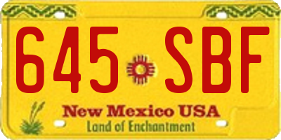 NM license plate 645SBF