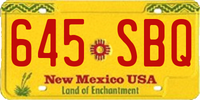 NM license plate 645SBQ