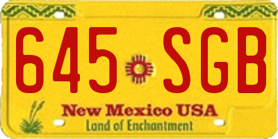 NM license plate 645SGB