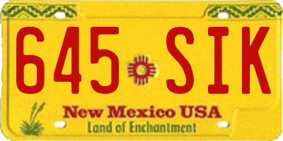 NM license plate 645SIK