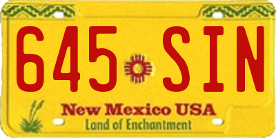 NM license plate 645SIN