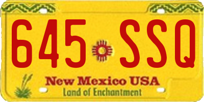 NM license plate 645SSQ