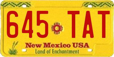 NM license plate 645TAT