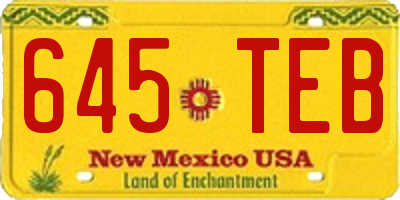 NM license plate 645TEB