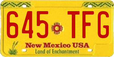 NM license plate 645TFG