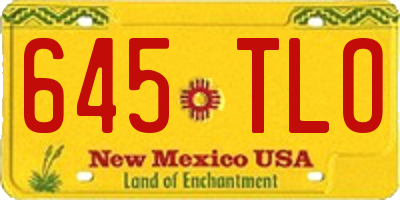 NM license plate 645TLO