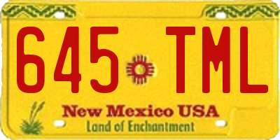 NM license plate 645TML