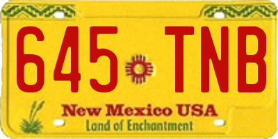 NM license plate 645TNB