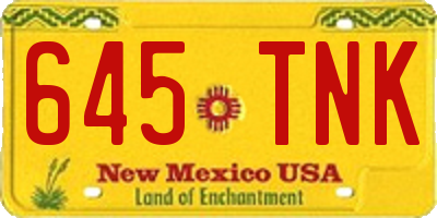 NM license plate 645TNK